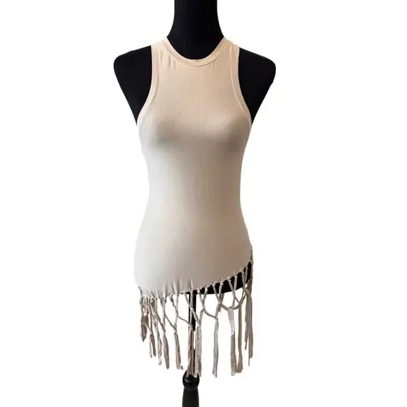 New TOPSHOP NORDSTROM Women's Stone Macrame Style Tank Top Size 8-10 - Picture 4 of 9